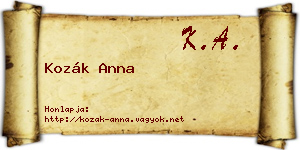 Kozák Anna névjegykártya